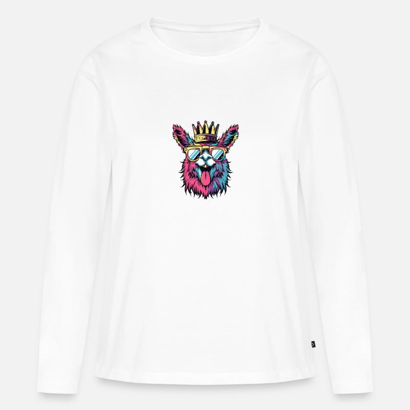Alpaka Comic - Frauen Premium Bio Langarmshirt - Weiß