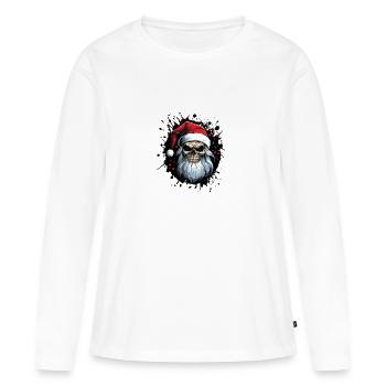Père Noël Crâne Père Noël Père Noël - T-shirt manches longues Premium bio Femme - blanc - Devant - Julia (174cm)