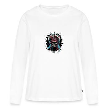 Apache Indianer Häuptling TotenPorträt - Frauen Premium Bio Langarmshirt - Weiß - Vorne - Julia (174cm)
