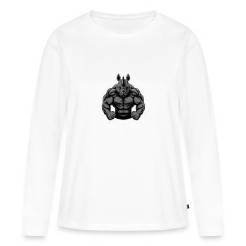 Musculation Rhino Muscles Musculation - T-shirt manches longues Premium bio Femme - blanc - Devant - Julia (174cm)