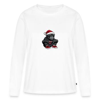 Noël Gorilla Noël - T-shirt manches longues Premium bio Femme - blanc - Devant - Julia (174cm)