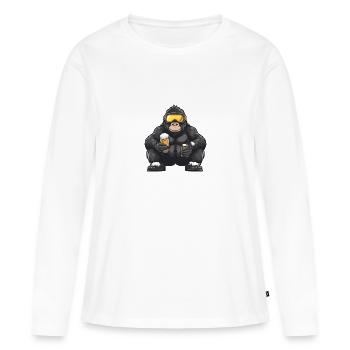 Bière Gorilla Ski - T-shirt manches longues Premium bio Femme - blanc - Devant - Julia (174cm)