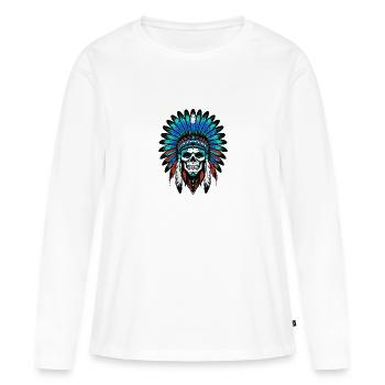 Crâne de chef indien Apache - T-shirt manches longues Premium bio Femme - blanc - Devant - Julia (174cm)