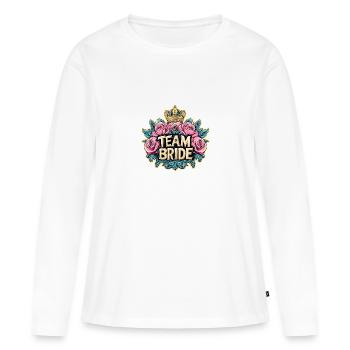 Équipe Mariée Mariage Enterrement de vie de jeune fille - T-shirt manches longues Premium bio Femme - blanc - Devant - Julia (174cm)