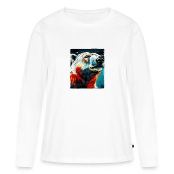 Portrait d’ours polaire Ours polaire - T-shirt manches longues Premium bio Femme - blanc - Devant - Julia (174cm)