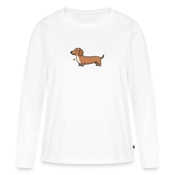Illustration du cœur de teckel - T-shirt manches longues Premium bio Femme - blanc - Devant - Julia (174cm)