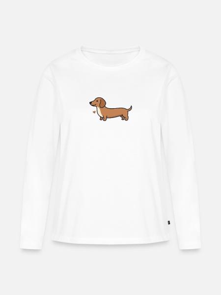 Dackel Herz Illustration - Frauen Premium Bio Langarmshirt - Weiß