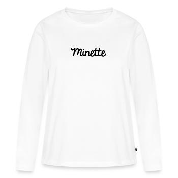 Minette - T-shirt manches longues Premium bio Femme - blanc - Devant - Julia (174cm)