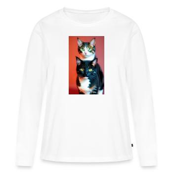 Kurzhaarige Hauskatzen - Frauen Premium Bio Langarmshirt - Weiß - Vorne - Julia (174cm)