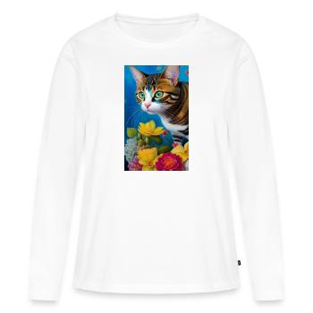 Niedliche kurzhaarige Hauskatze - Frauen Premium Bio Langarmshirt - Weiß - Vorne - Julia (174cm)