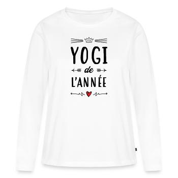 Yogi de l'année / Yoga - T-shirt manches longues Premium bio Femme - blanc - Devant - Julia (174cm)