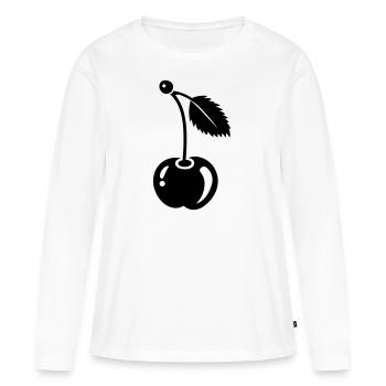 Kirsche - Frauen Premium Bio Langarmshirt - Weiß - Vorne - Julia (174cm)