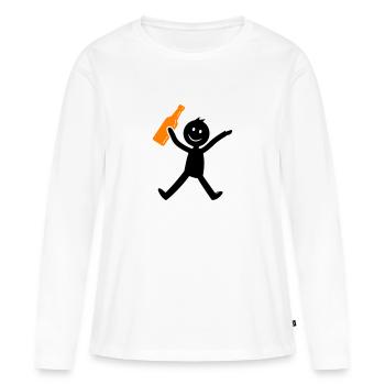 Stick Figure Bière Drôle - T-shirt manches longues Premium bio Femme - blanc - Devant - Julia (174cm)