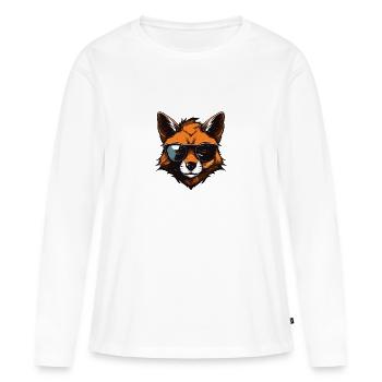 Fox Hipster Cool Party - Women's Premium Organic Long Sleeve Shirt - white - Front - Julia (174cm)