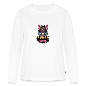 Suisse 2024 Hase Swiss - T-shirt manches longues Premium bio Femme - blanc - Devant - Julia (174cm)
