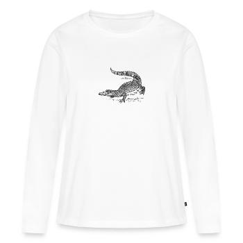 Croco 58 - T-shirt manches longues Premium bio Femme - blanc - Devant - Julia (174cm)