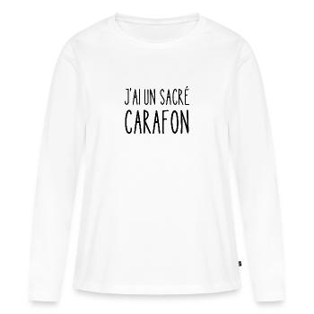 j'ai un sacré carafon - T-shirt manches longues Premium bio Femme - blanc - Devant - Julia (174cm)