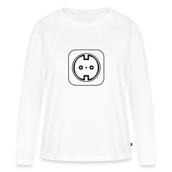 Symbole de prise électrique Électricien - T-shirt manches longues Premium bio Femme - blanc - Devant - Julia (174cm)
