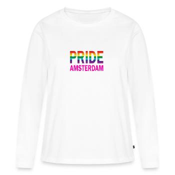 Pride Amsterdam en couleur arc-en-ciel et rose - T-shirt manches longues Premium bio Femme - blanc - Devant - Julia (174cm)
