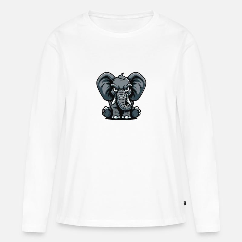 Elefant Comic - Frauen Premium Bio Langarmshirt - Weiß