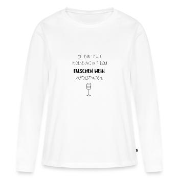 Wein Party Feier Geschenk Geburtstag JGA lustig - Frauen Premium Bio Langarmshirt - Weiß - Vorne - Julia (174cm)