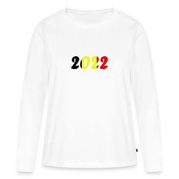 Équipe nationale de Belgique - T-shirt manches longues Premium bio Femme - blanc - Devant - Julia (174cm)