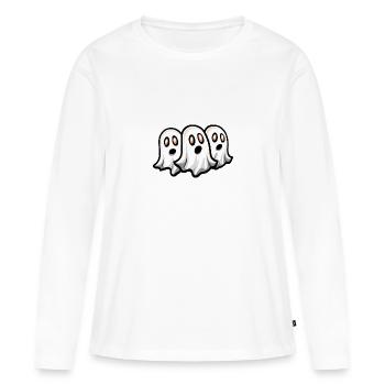 Fantômes Halloween Fantôme - T-shirt manches longues Premium bio Femme - blanc - Devant - Julia (174cm)
