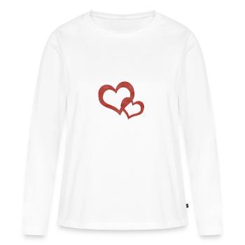 deux coeurs - T-shirt manches longues Premium bio Femme - blanc - Devant - Julia (174cm)