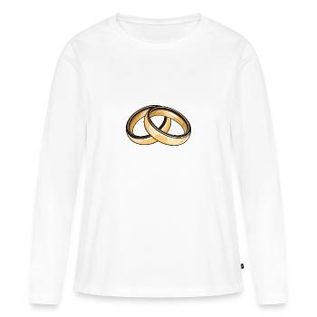 Eheringe Hochzeit - Frauen Premium Bio Langarmshirt - Weiß - Vorne - Julia (174cm)