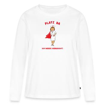 Infirmière Superwoman Soins aux aidants naturels - T-shirt manches longues Premium bio Femme - blanc - Devant - Julia (174cm)