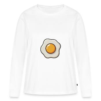 Spiegelei Grafik Eigelb Eiweiss Frühstück - Frauen Premium Bio Langarmshirt - Weiß - Vorne - Julia (174cm)