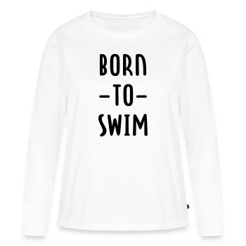 Né pour nager - T-shirt manches longues Premium bio Femme - blanc - Devant - Julia (174cm)