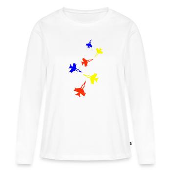Symbole de jet d’avion - T-shirt manches longues Premium bio Femme - blanc - Devant - Julia (174cm)