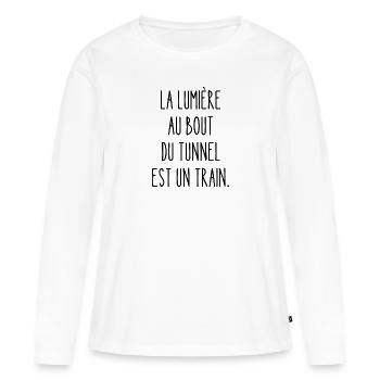 la lumière au bout du tunnel est un train - T-shirt manches longues Premium bio Femme - blanc - Devant - Julia (174cm)