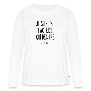 factrice qui déchire - T-shirt manches longues Premium bio Femme - blanc - Devant - Julia (174cm)