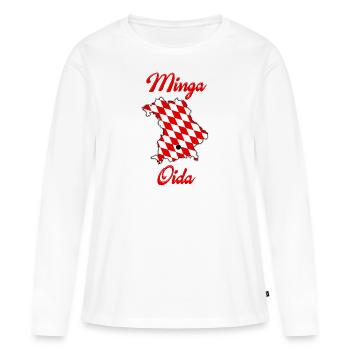 MINGA OIDA ! - Zeig allen woher du kommst - Frauen Premium Bio Langarmshirt - Weiß - Vorne - Julia (174cm)
