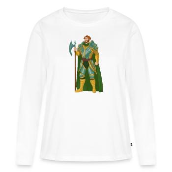 Guerrier Cheveux Roux Or Vert Chevalier Moyen Âge - T-shirt manches longues Premium bio Femme - blanc - Devant - Julia (174cm)