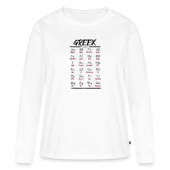 Alphabet grec Lettres Apprendre - T-shirt manches longues Premium bio Femme - blanc - Devant - Julia (174cm)