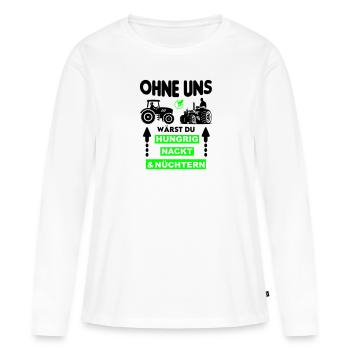 Bauer Hungrig Nackt Nüchtern Protest - Frauen Premium Bio Langarmshirt - Weiß - Vorne - Julia (174cm)