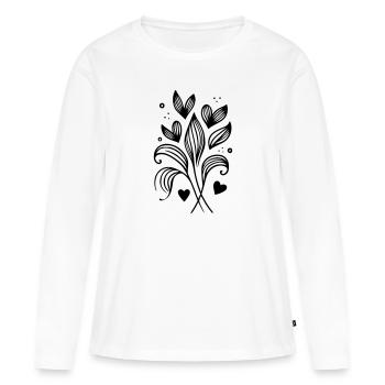 Coeurs de branche de brindille - T-shirt manches longues Premium bio Femme - blanc - Devant - Julia (174cm)