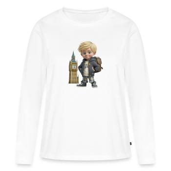 Garçon Souriant - BIG BEN - Souvenir de Londres - T-shirt manches longues Premium bio Femme - blanc - Devant - Julia (174cm)