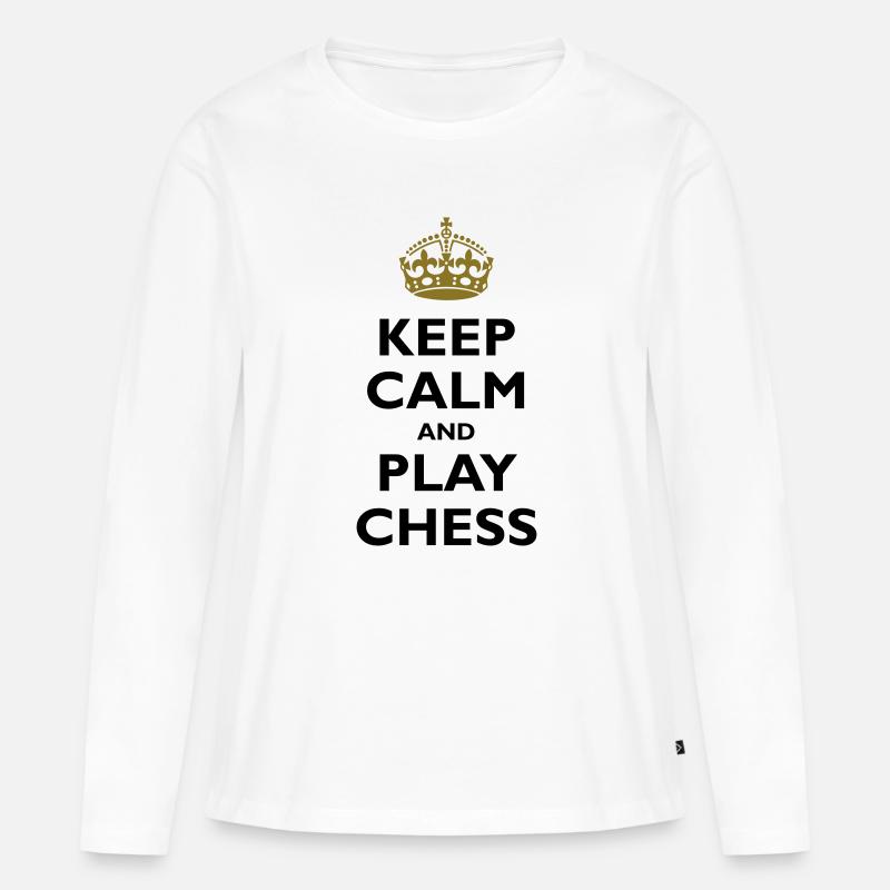 Keep calm and play chess - Frauen Premium Bio Langarmshirt - Weiß