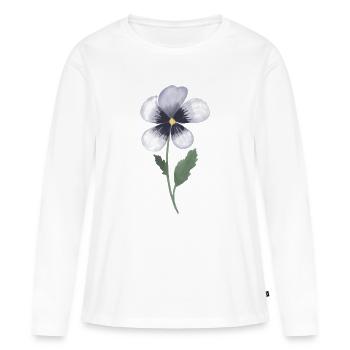 Pansy Violet - T-shirt manches longues Premium bio Femme - blanc - Devant - Julia (174cm)