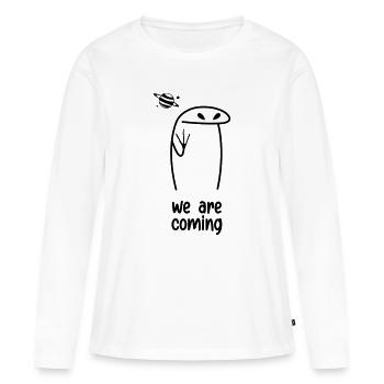 Alien Wir kommen - Frauen Premium Bio Langarmshirt - Weiß - Vorne - Julia (174cm)