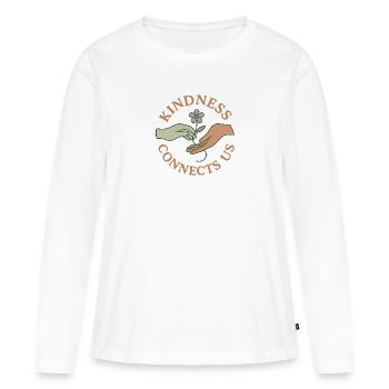 La convivialité nous unit - T-shirt manches longues Premium bio Femme - blanc - Devant - Julia (174cm)