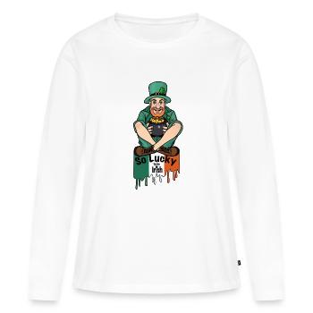 Charme du Leprechaun Pot d’Or, tellement chanceux d’être irlandais - T-shirt manches longues Premium bio Femme - blanc - Devant - Julia (174cm)