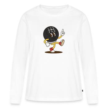 Schaltknopf Held tanzt - Frauen Premium Bio Langarmshirt - Weiß - Vorne - Julia (174cm)