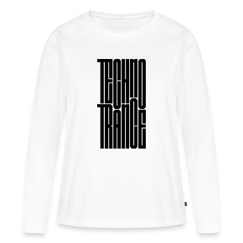 Typographie de la Techno Trance - T-shirt manches longues Premium bio Femme - blanc - Devant - Julia (174cm)