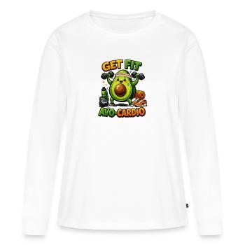Avo-Cardio – Entraînement à l’avocat - T-shirt manches longues Premium bio Femme - blanc - Devant - Julia (174cm)