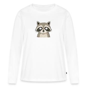 PETITS ACTIVISTES | Raccoon - T-shirt manches longues Premium bio Femme - blanc - Devant - Julia (174cm)